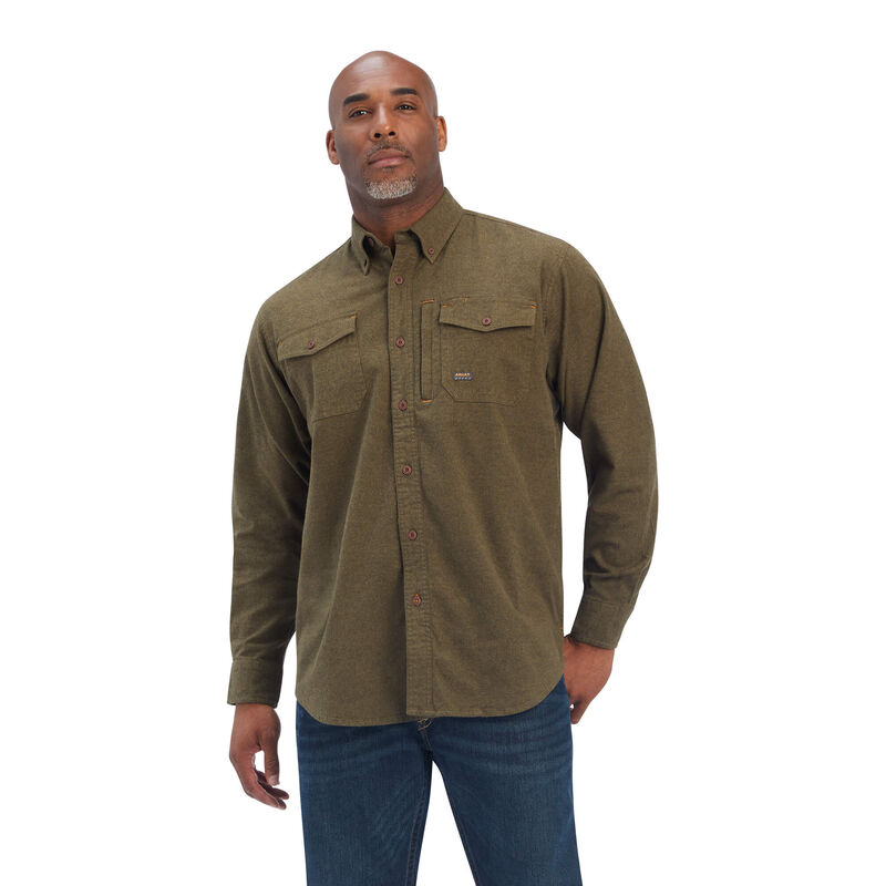 Camisas Ariat Rebar Flannel Durastretch Work Verde Oliva Hombre - Chile 913-JQICHE